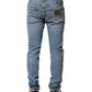 Dolce & Gabbana Blue Embellished Cotton Skinny Denim Jeans