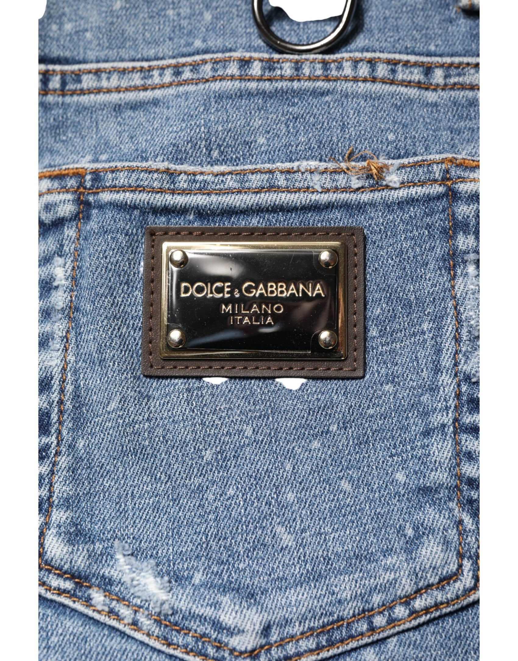 Dolce & Gabbana Blue Embellished Cotton Skinny Denim Jeans
