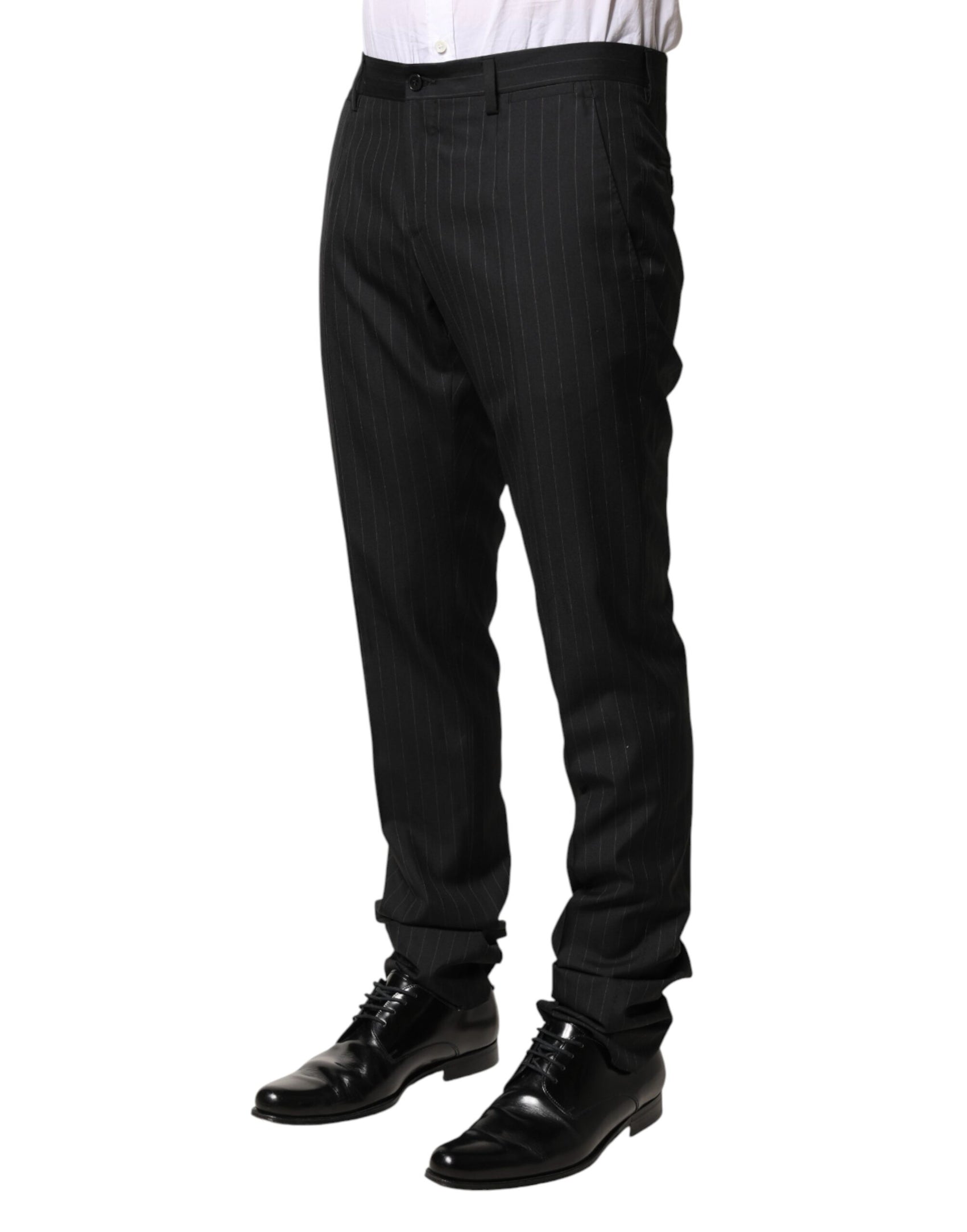 Dolce & Gabbana Black Stripes Wool Men Dress Trousers Pants