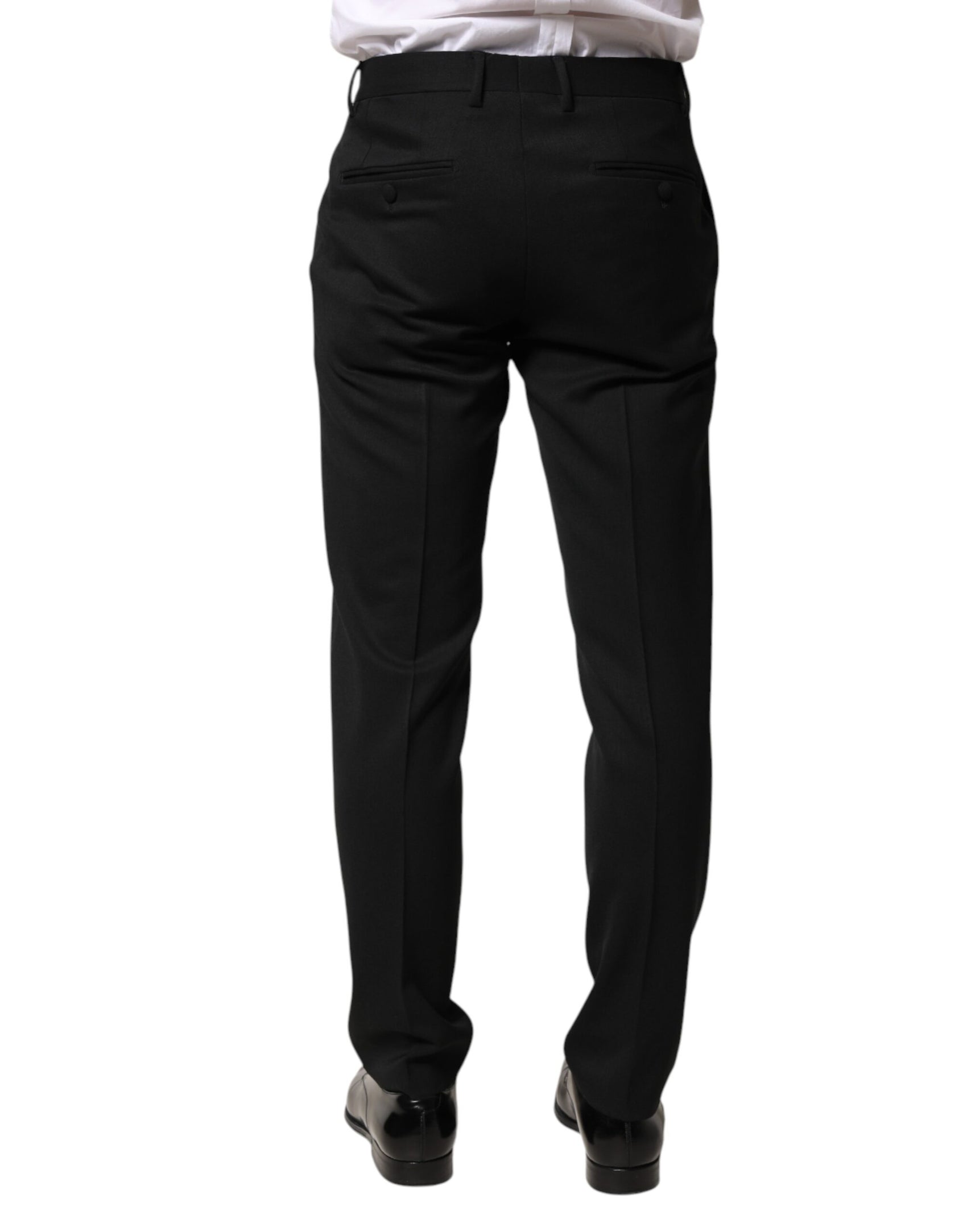 Dolce & Gabbana Black Wool Mid Waist Men Dress Trousers Pants