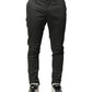 Dondup Dark Gray Cotton Mid Waist Skinny Men Chino Trouser Pants