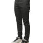 Dondup Dark Gray Cotton Mid Waist Skinny Men Chino Trouser Pants