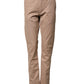 Sun68 Beige Cotton Mid Waist Straight Men Chino Trouser Pants