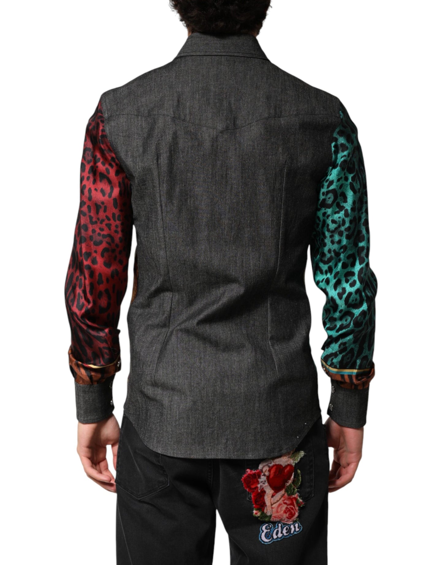 Dolce & Gabbana Multicolor Tiger Leopard Print Silk Men Shirt