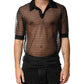 Dolce & Gabbana Black Sheer Short Sleeves Casual Polo  Top