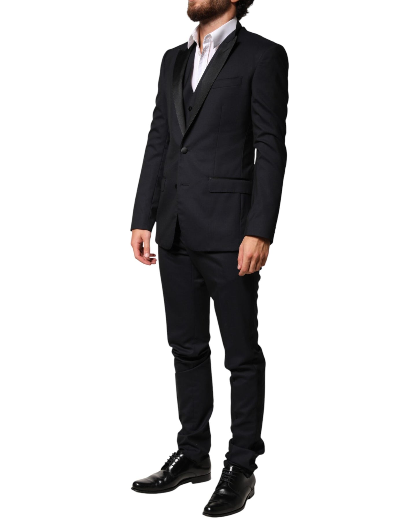 Dolce & Gabbana Black Wool Single Breasted 3 Piece Men Suit