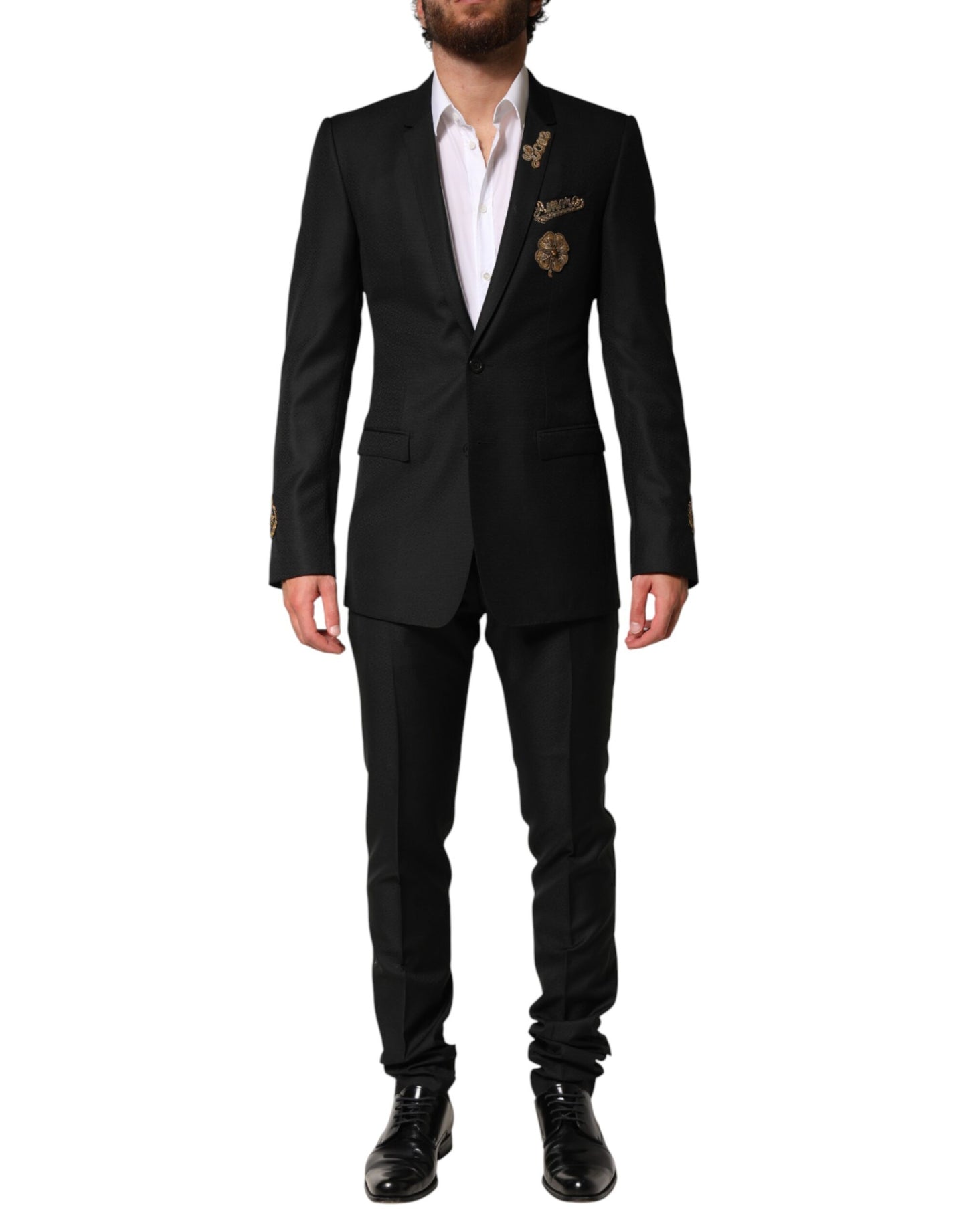 Dolce & Gabbana Black Embellished Single Breasted 2 Pc Suit
