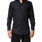 Dolce & Gabbana Black Cotton Long Sleeves Dress Formal Shirt