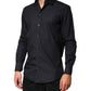 Dolce & Gabbana Black Cotton Long Sleeves Dress Formal Shirt