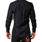 Dolce & Gabbana Black Cotton Long Sleeves Dress Formal Shirt