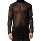 Dolce & Gabbana Black Sheer Long Sleeves Turtleneck Top