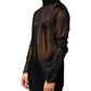 Dolce & Gabbana Black Sheer Long Sleeves Turtleneck Top