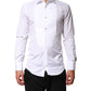 Dolce & Gabbana White Cotton GOLD Collared Dress Bib Formal Shirt