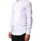 Dolce & Gabbana White Cotton GOLD Collared Dress Bib Formal Shirt