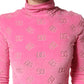 Dolce & Gabbana Pink Logo Monogram Long Sleeve Jumpsuit  Dress