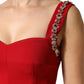Dolce & Gabbana Red Embellished Sheath Mermaid Gown Dress