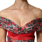 Dolce & Gabbana Red Floral Off Shoulder A-line Gown Dress