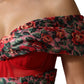 Dolce & Gabbana Red Floral Off Shoulder A-line Gown Dress