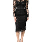 Dolce & Gabbana Black Lace Trim Cotton Sheath Midi Dress