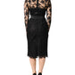 Dolce & Gabbana Black Lace Trim Cotton Sheath Midi Dress