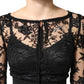 Dolce & Gabbana Black Lace Trim Cotton Sheath Midi Dress