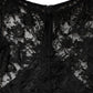Dolce & Gabbana Black Lace Trim Cotton Sheath Midi Dress