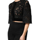 Dolce & Gabbana Black Floral Lace Cropped Coat  Jacket