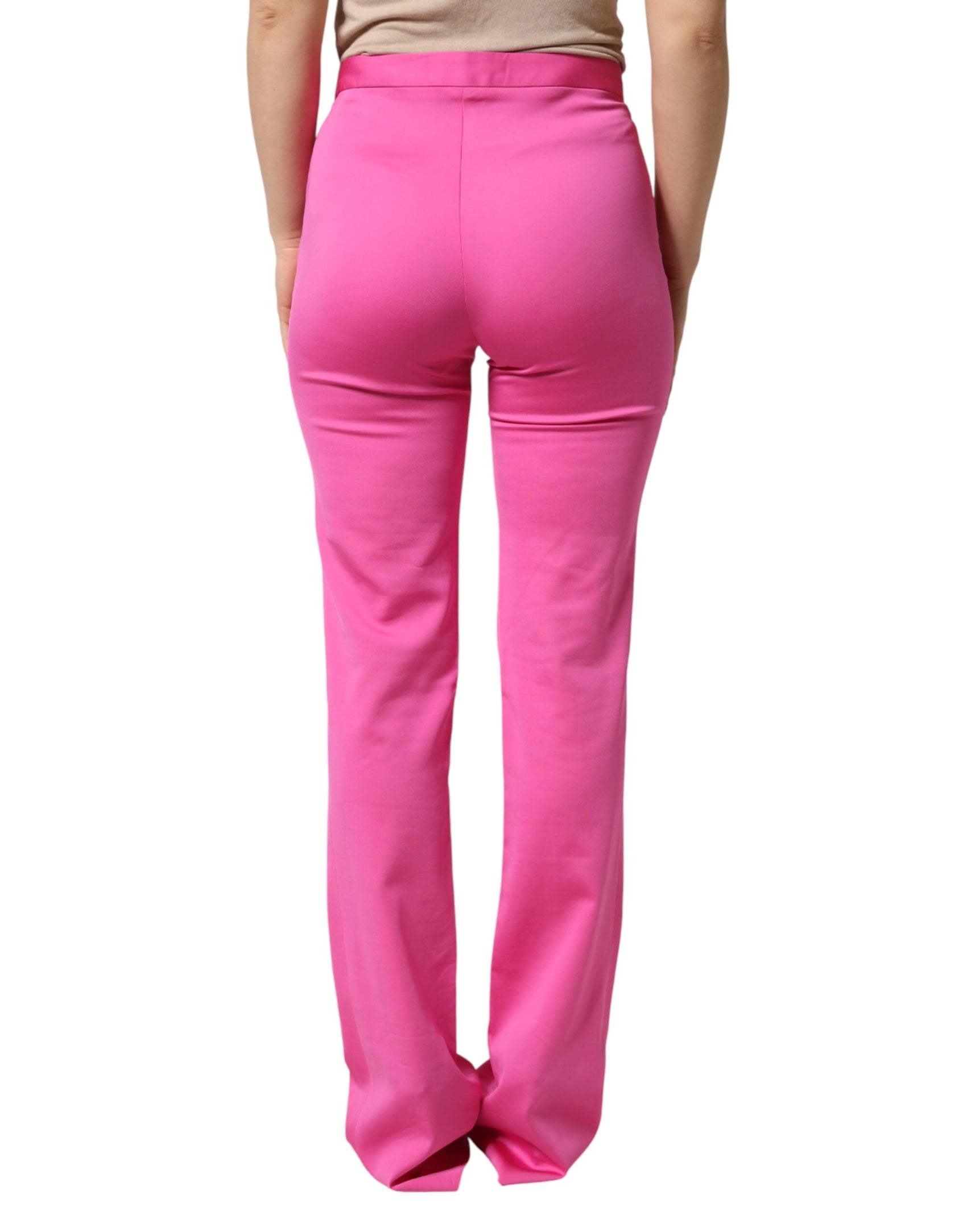 Versace Pink Viscose High Waist Straight Casual Trouser Pants