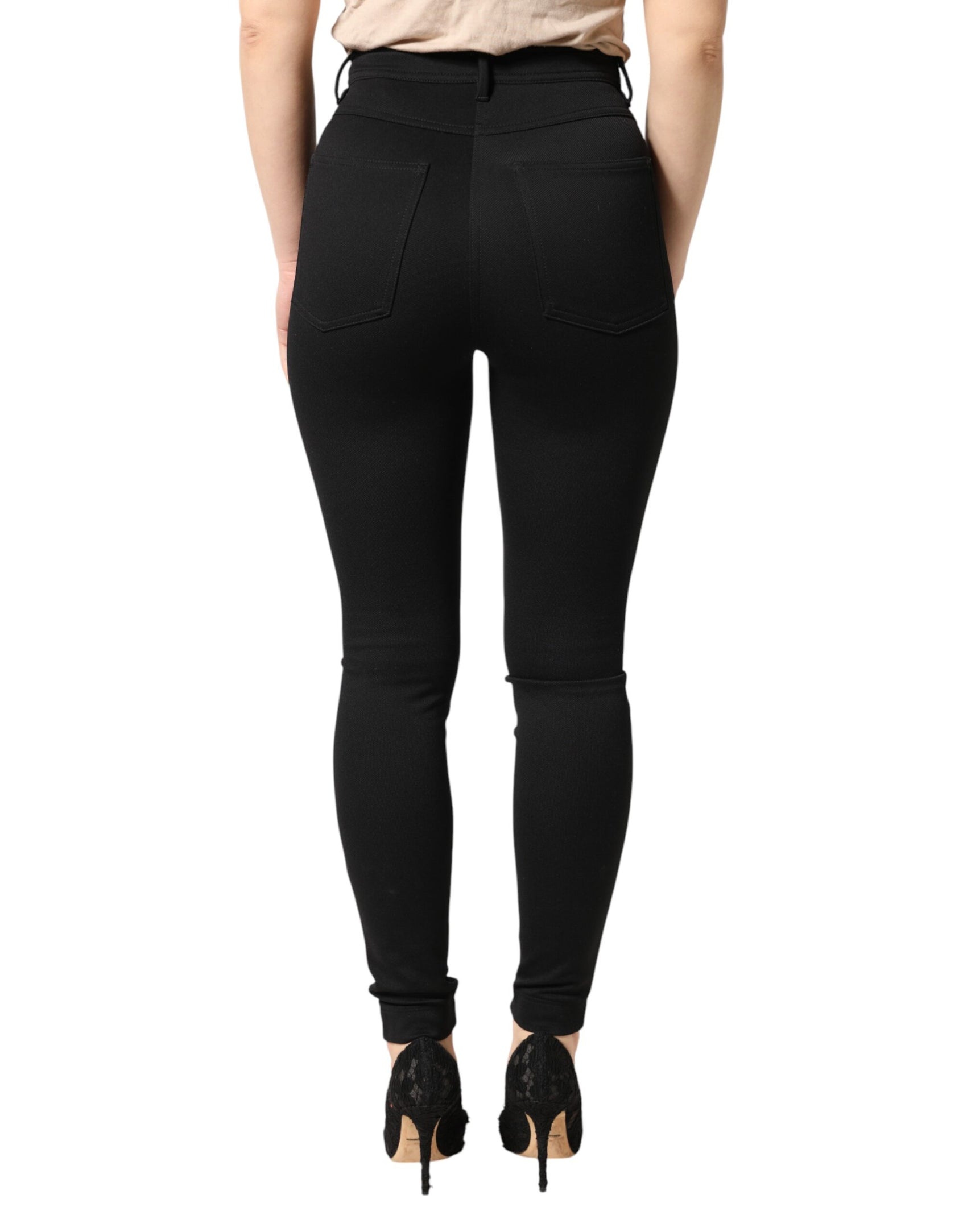 Dolce & Gabbana Black Nylon Stretch Skinny High Waist Pants