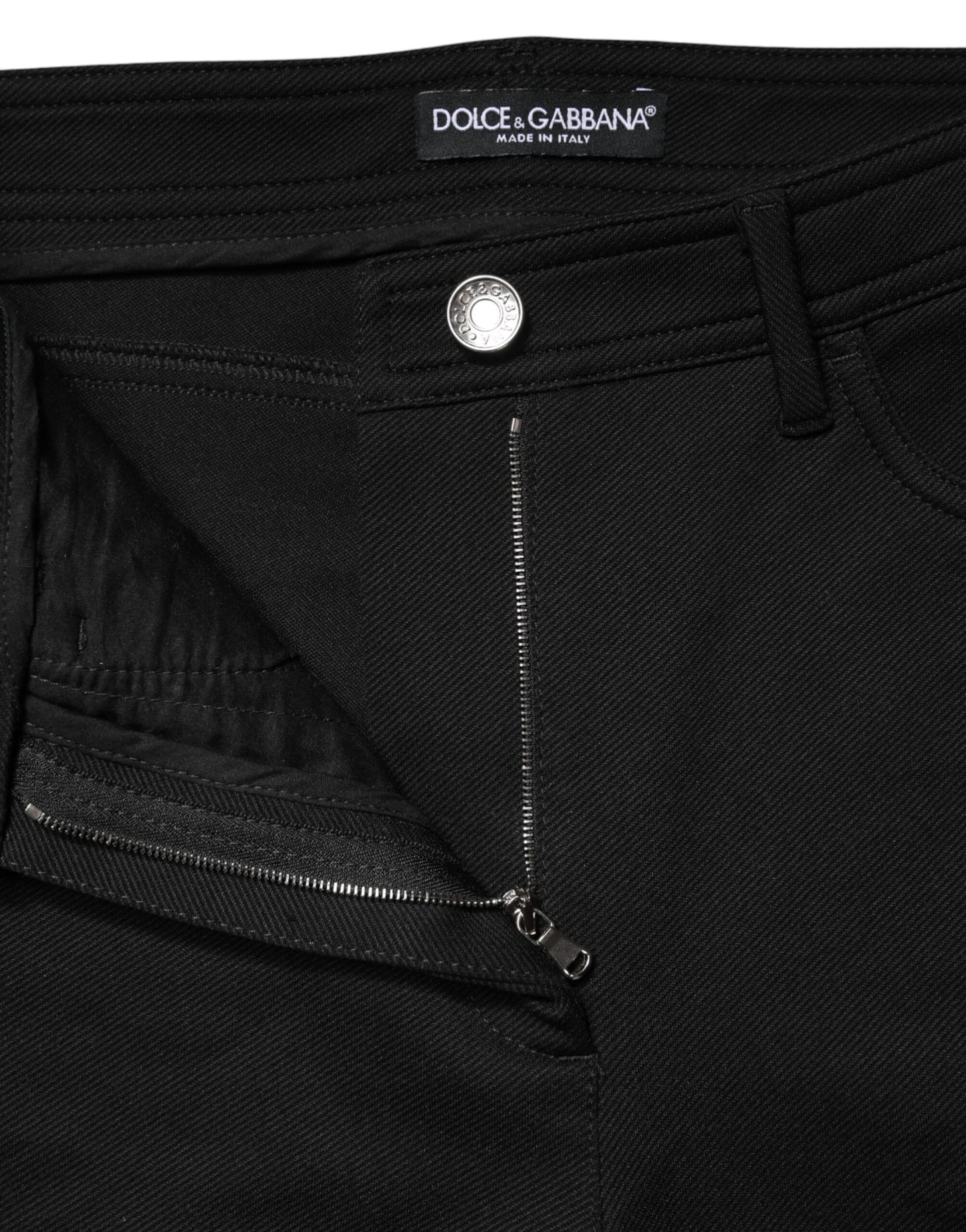 Dolce & Gabbana Black Nylon Stretch Skinny High Waist Pants
