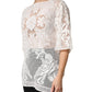 Dolce & Gabbana White Embroidery Lace Cotton Blouse Top
