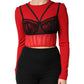 Dolce & Gabbana Red Black Nylon Bralette-Style Cropped Top