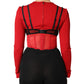 Dolce & Gabbana Red Black Nylon Bralette-Style Cropped Top