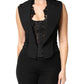 Dolce & Gabbana Black Lace V-neck Slit Hem Gathered Waist Vest Jacket