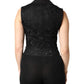 Dolce & Gabbana Black Lace V-neck Slit Hem Gathered Waist Vest Jacket