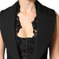 Dolce & Gabbana Black Lace V-neck Slit Hem Gathered Waist Vest Jacket