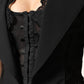 Dolce & Gabbana Black Lace V-neck Slit Hem Gathered Waist Vest Jacket