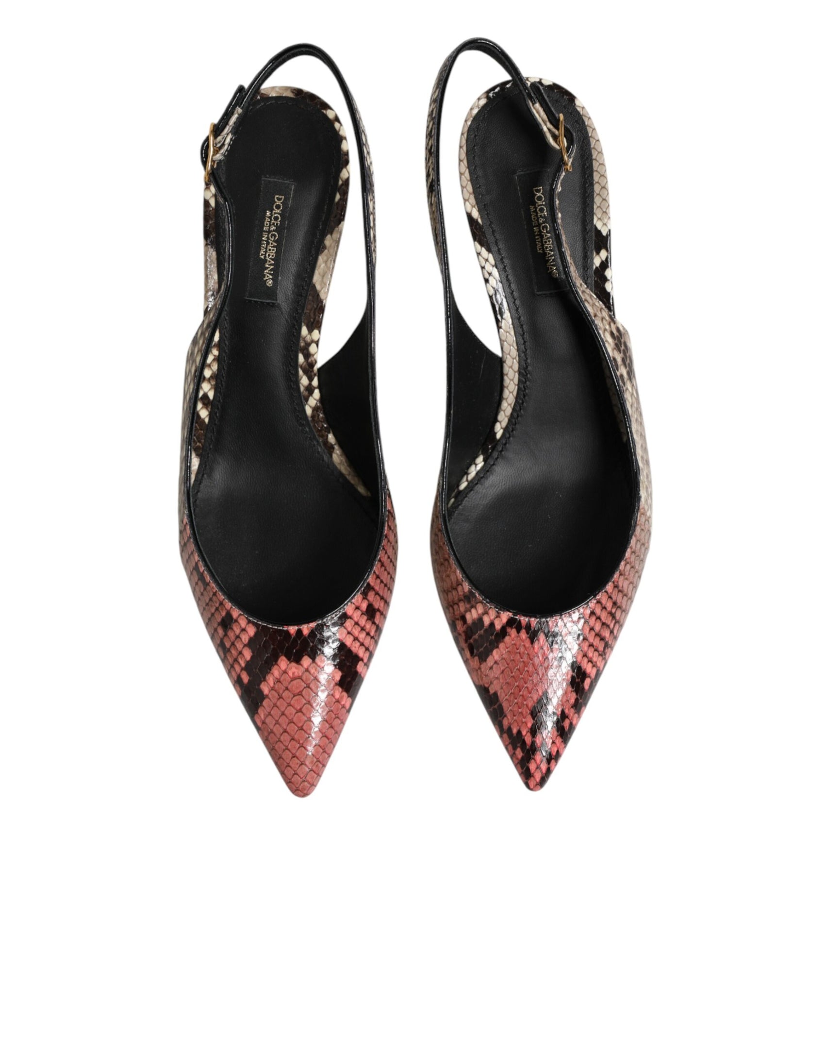 Dolce & Gabbana Multicolor Leather Heels Slingback Shoes