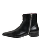 Dolce & Gabbana Black Leather Chelsea Short Ankle Boots Shoes
