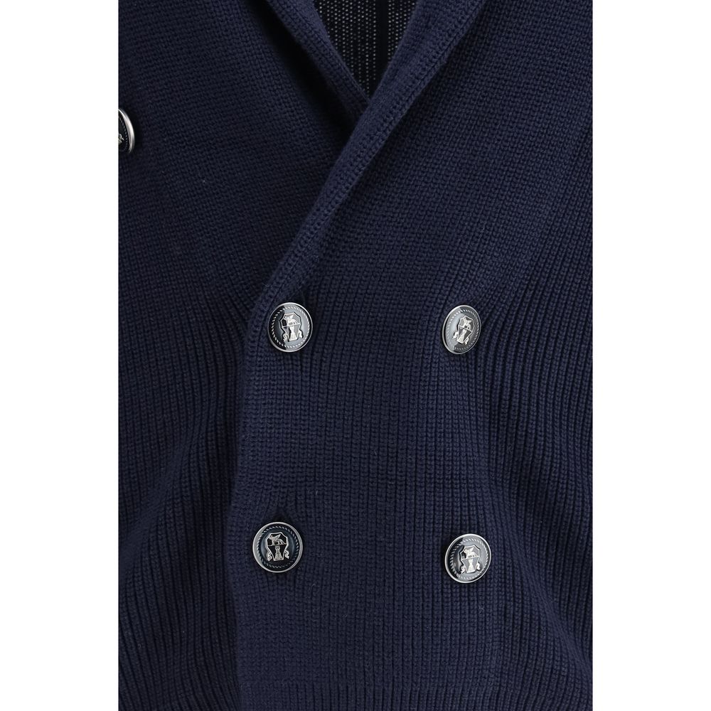 Brunello Cucinelli Blue Cotton Cardigan