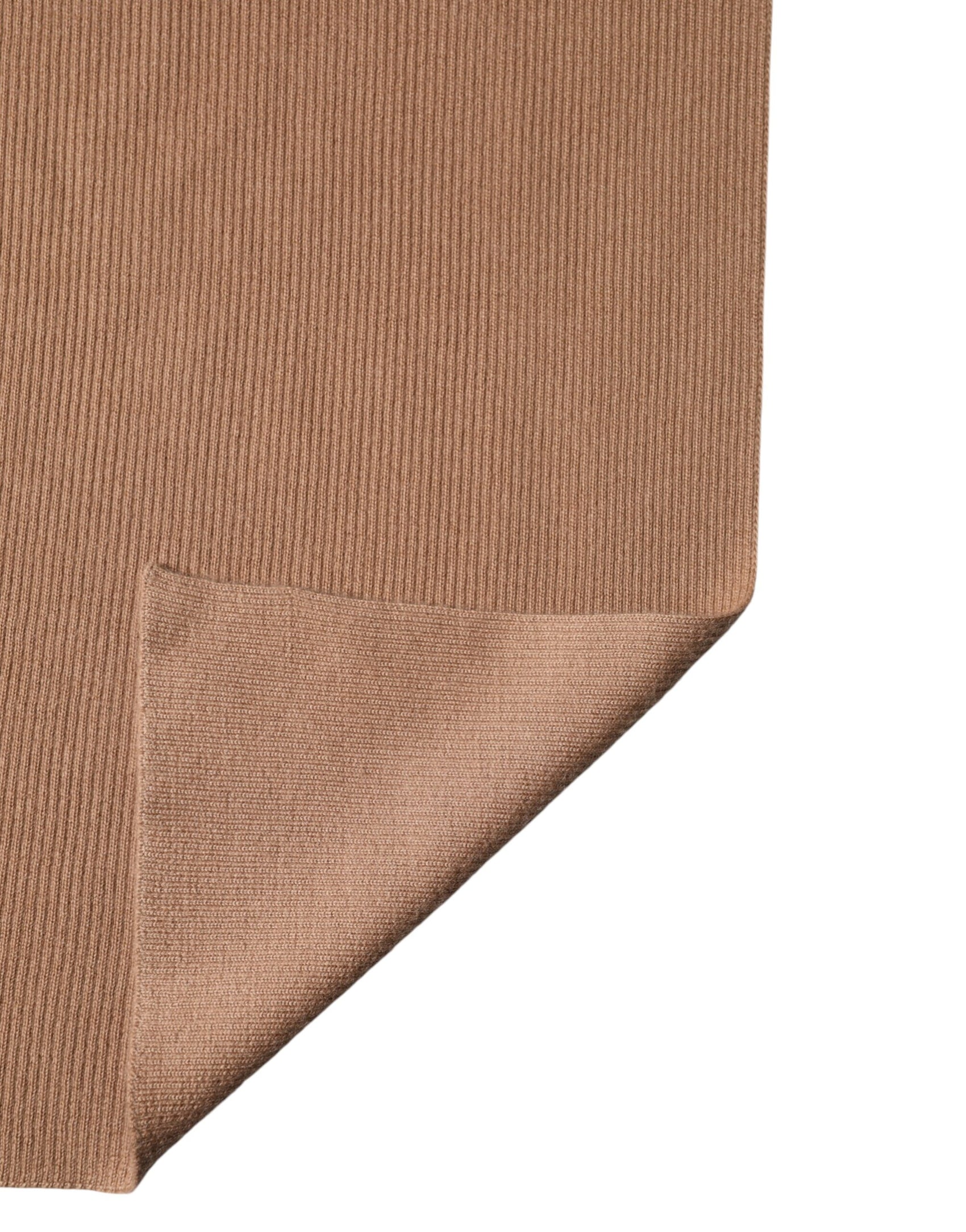 Dolce & Gabbana Brown Cashmere Knitted Neck Wrap Shawl Scarf