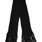 Dolce & Gabbana Black Wool Fringes Neck Wrap Foulard Scarf
