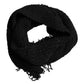 Dolce & Gabbana Black Wool Fringes Neck Wrap Foulard Scarf