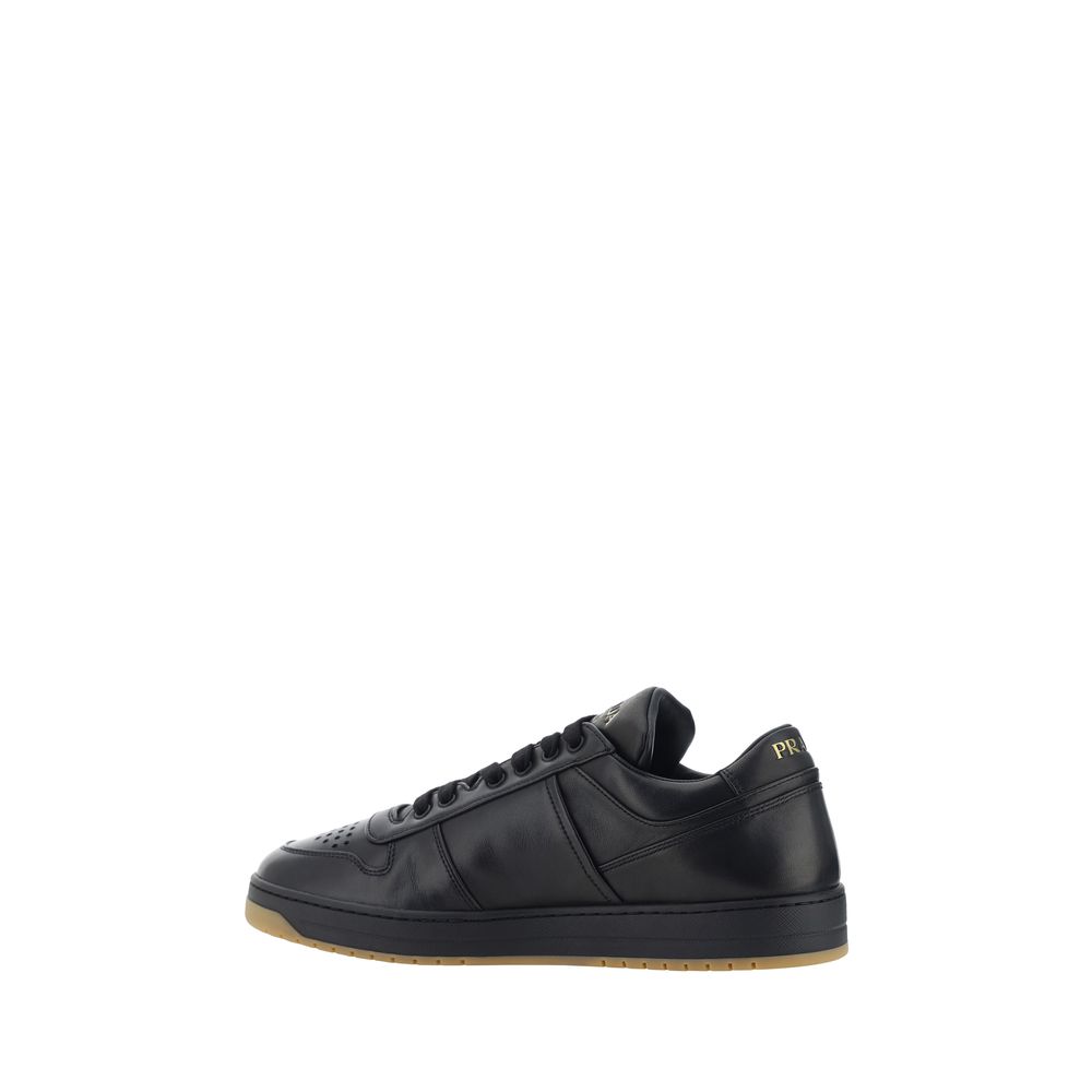 Prada Black Calf Leather Bos Taurus Low Top Sneakers