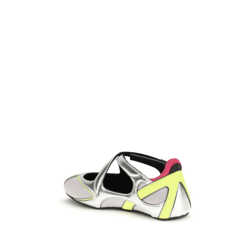The Attico Silver Polyurethane Ballet Flats