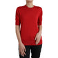 Dolce & Gabbana Red Silk Crew Neck Short Sleeves Top T-shirt