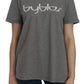 BYBLOS Cotton Grey Short Sleeve Round Neck Top T-shirt Blouse