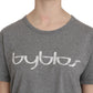BYBLOS Cotton Grey Short Sleeve Round Neck Top T-shirt Blouse