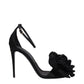 Dolce & Gabbana Black Satin Stiletto Heel Sandals