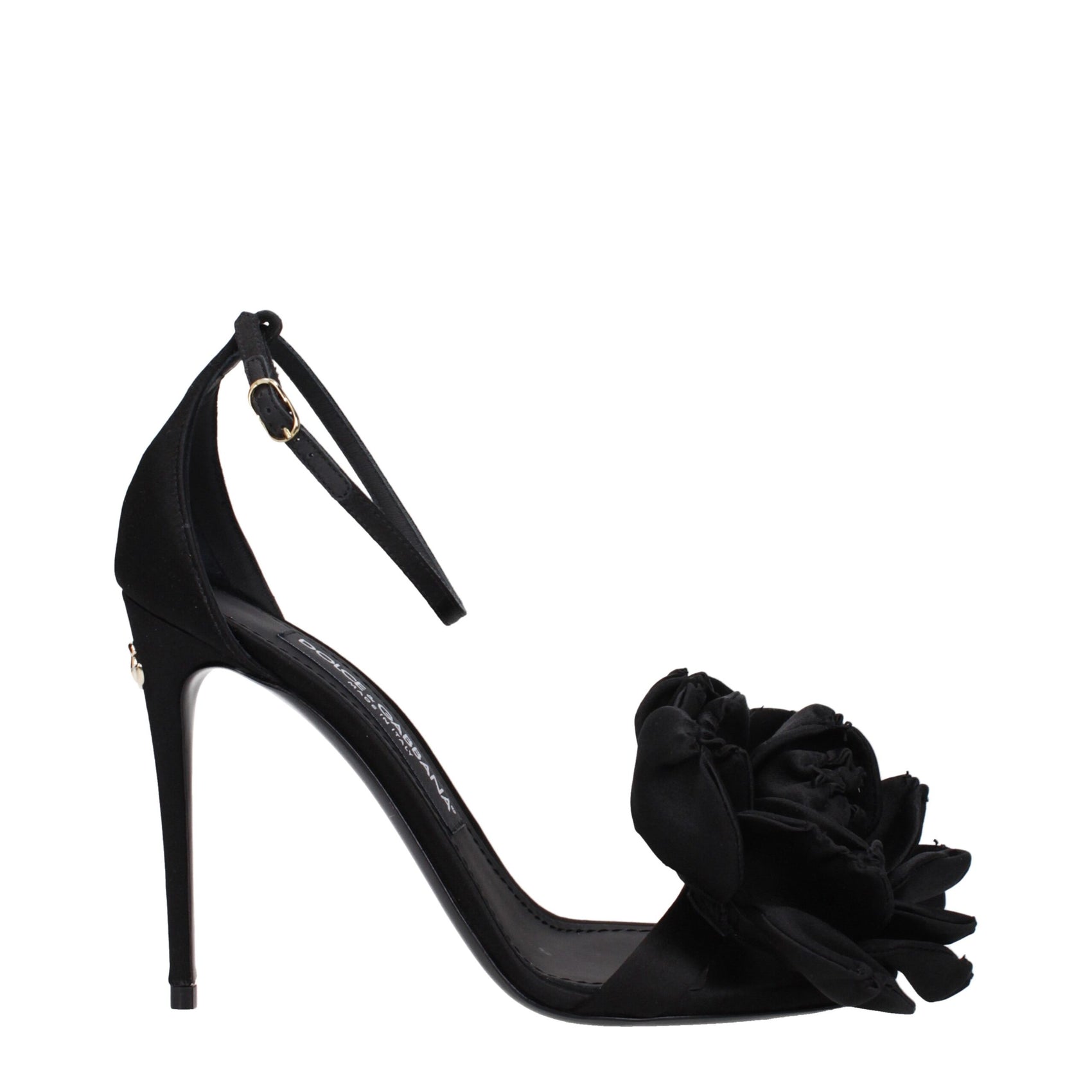Dolce & Gabbana Black Satin Stiletto Heel Sandals